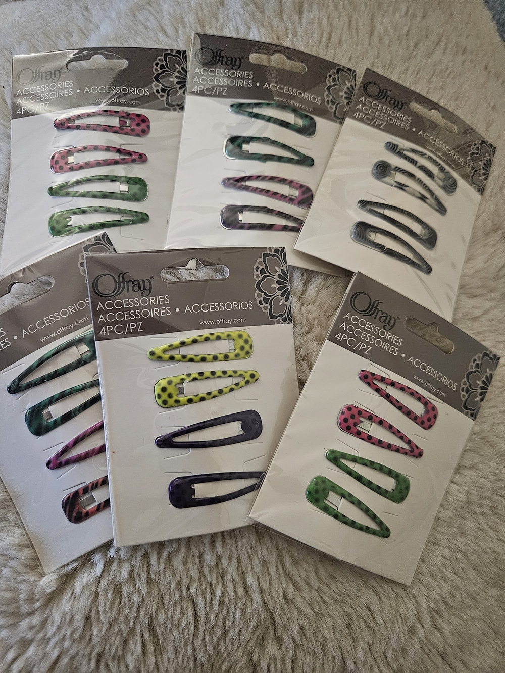 Kids Accessories Polka Dot Snap Clips - Pink & Green